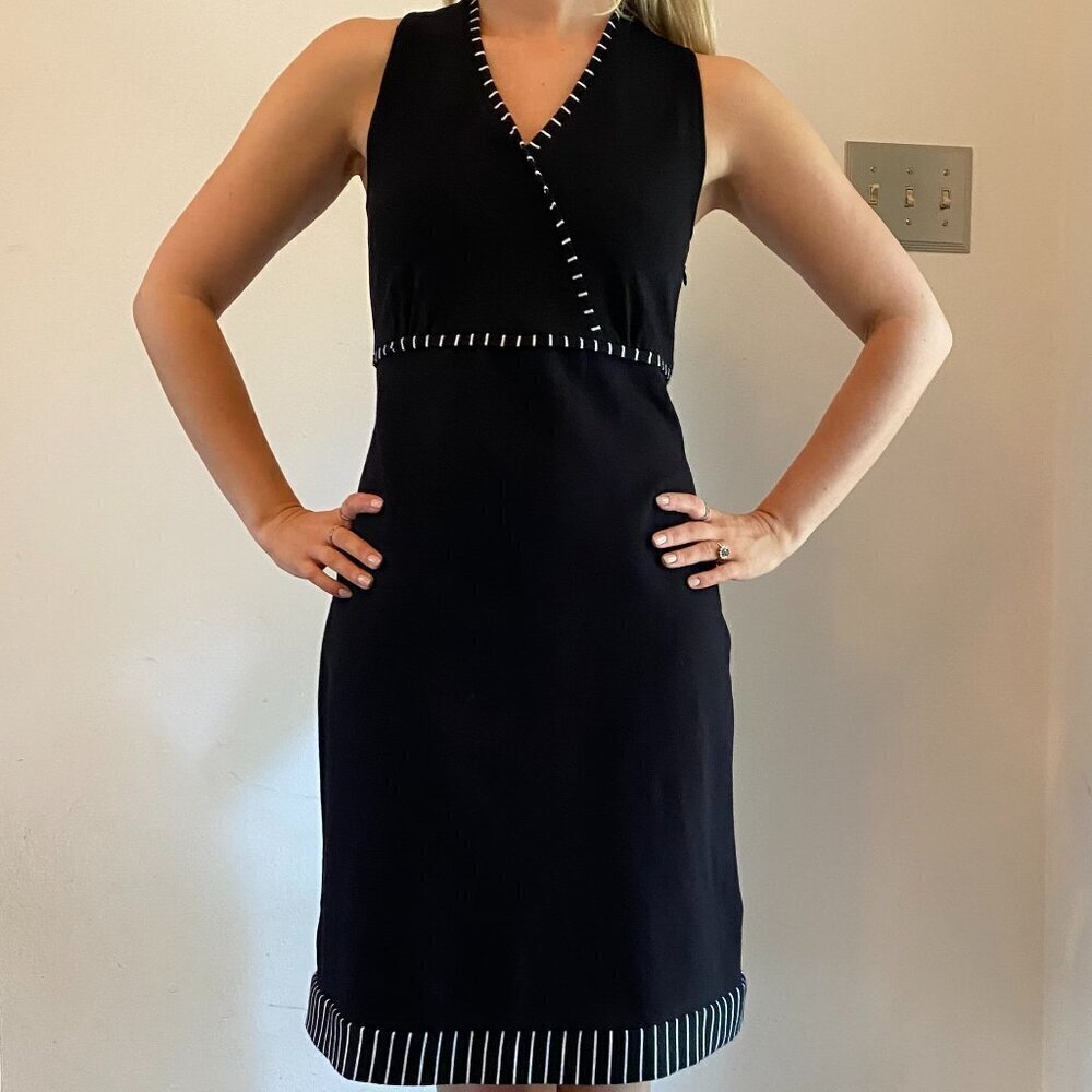 Vintage Canvasbacks black sleeveless stretch dress Women's 6 stripes casual